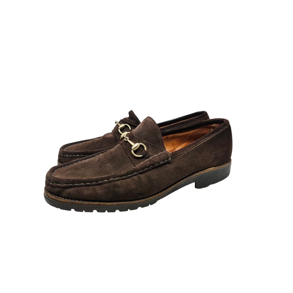 Vintage Gucci 13 Dark Brown Lug Horsebit Suede Loafer Career Classic Academia - Picture 6 of 6